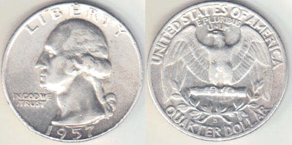 1957 D USA silver Quarter Dollar A002318